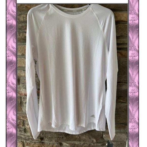 NWT adidas Knit Base Layer Long Sleeve White Golf Shirt with UPF 50 SunBlock - Picture 3 of 7